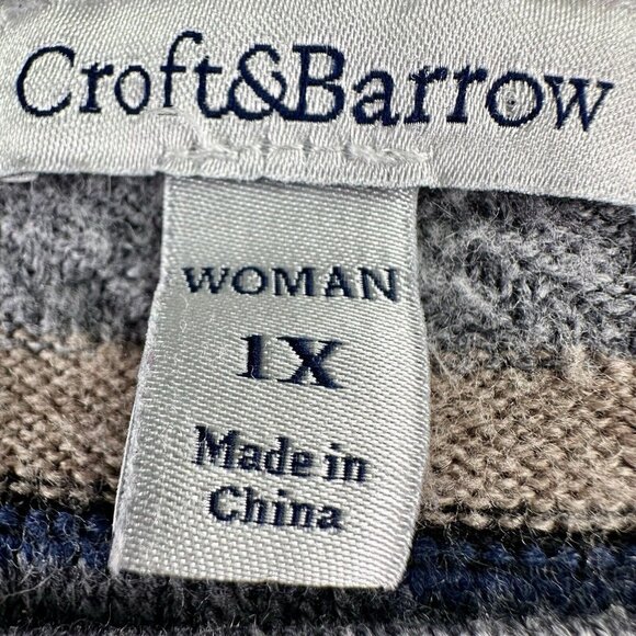 Croft & Barrow Lightweight Sweater Women 1X Multi Striped Long Sleeve Round Neck - Picture 5 of 10